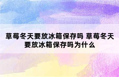 草莓冬天要放冰箱保存吗 草莓冬天要放冰箱保存吗为什么